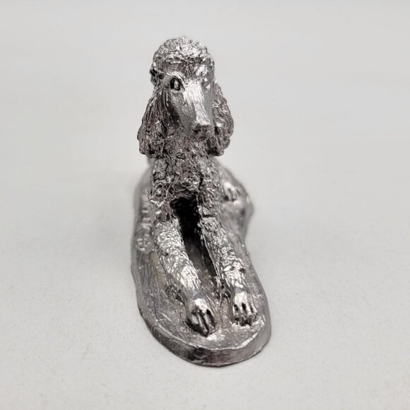 Ricker Pewter Standard Poodle Figurine Lying Dog Standard Poodle Canine - Picture 2 of 6
